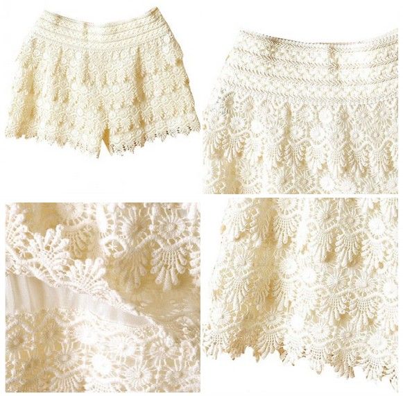 Women Lace Beige Shorts