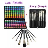 120-Color Eyeshadow Palette with 8pc Black Makeup Brush Set