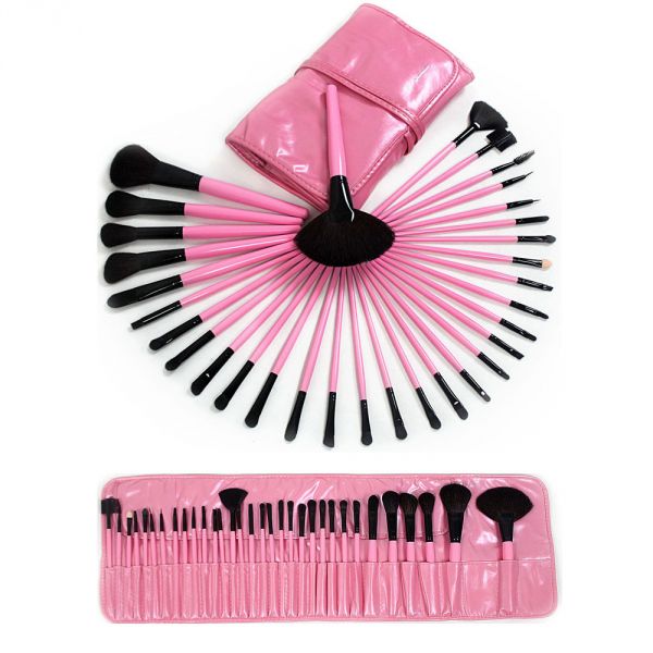 Makeup Brush Set (32pcs Pink) in Matching Pink Brushes Case