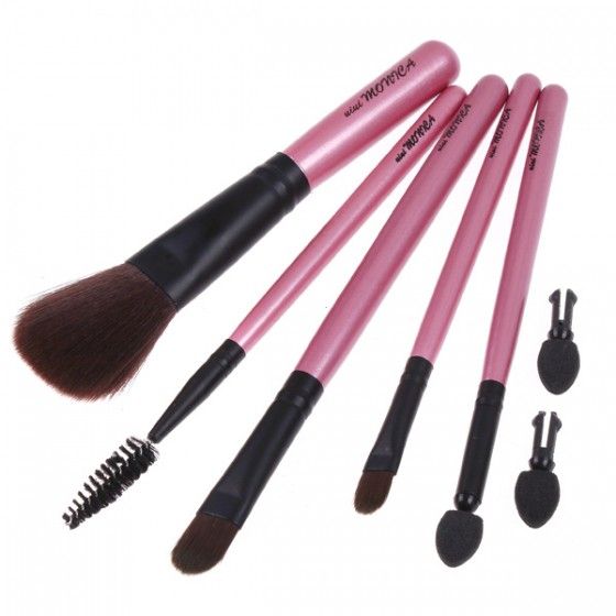 Mini Travel Kit Makeup Pink Brush Set (5pcs)