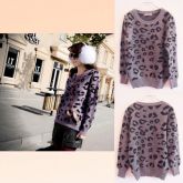 Leopard Women's Knit Sweater Grey