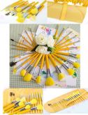 Makeup Brush Set (23pcs) in Yellow with Brush Pouch