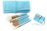 Blue Makeup Brushes Set with PU Pouch Bag (7pcs)