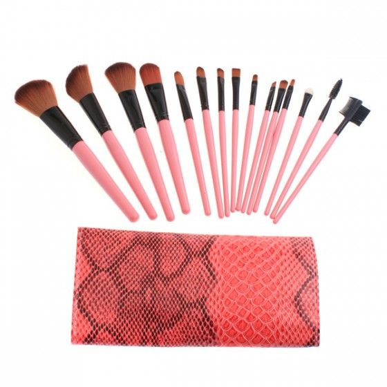 15 pcs Makeup Brushes Set in Python Vernis Brush Pouch