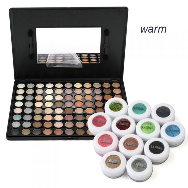 88-Color Warm Eyeshadow Palette Plus 12 FREE Powder Pigment