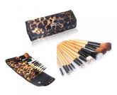 Makeup Brushes Set (12pcs) with Leopard Print Brush Pouch