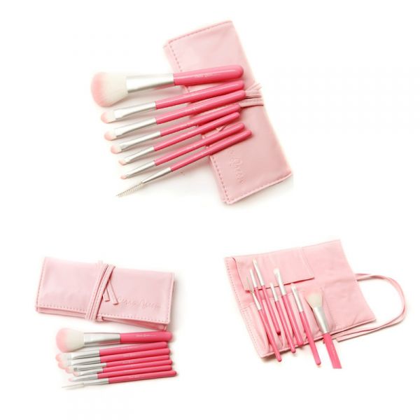 Pink Makeup Brushes Set with PU Pouch Bag (7pcs)