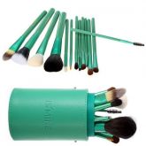 13 pcs Round Cup Holder Makeup Brushes Set Green