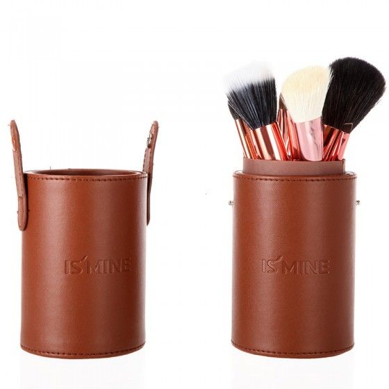 13 pcs Round Cup Holder Makeup Brushes Set Brown